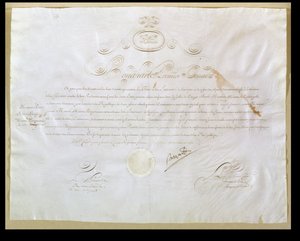 Napoleon Bonapartes（1769-1821）授权美国于1803年4月30日购买路易斯安那州（墨菲纸上的墨水） 作者 法语学校