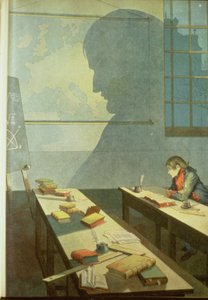 小学生拿破仑》，插图选自 G. Montorgneil 1910 年创作的《波拿巴》（石版画） 作者 法语学校