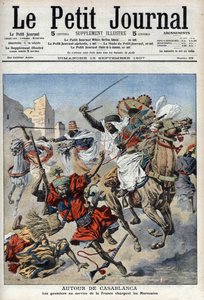 在卡萨布兰卡附近，古米人向摩洛哥人冲锋陷阵，插图来自《小报》，补充说明。 作者 法语学校