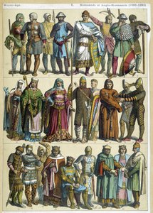 诺曼人和盎格鲁-诺曼人的民事、宗教和战士服装（1066-1200）--雕刻品 作者 法语学校