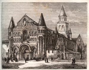 普瓦提埃的圣母院--载于V.A. Malt-Brown的 "La France illustree: geographie, histoire, administration statistique "的雕刻。1884 作者 法语学校
