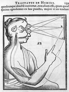 眼科：眼睛和视力。摘自笛卡尔的《人论》(Tractatus de Homine) 作者 法语学校