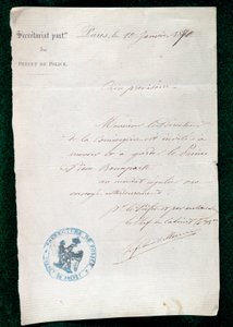 1月10日给皮埃尔-波拿巴亲王（1815-1881）的门房的监禁令 作者 法语学校