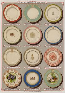 Page from the catalogue of the Grand Depot de Porcelaines, Faiences et Verreries (colour litho) 作者 法语学校