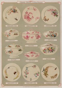 来自 Grand Depot de Porcelaines, Faiences et Verreries 目录的页面（彩色石版画） 作者 法语学校
