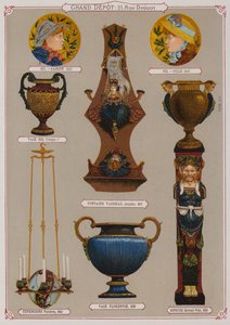 来自 Grand Depot de Porcelaines, Faiences et Verreries 目录的页面（彩色石版画） 作者 法语学校