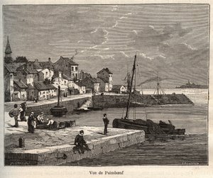 Paimboeuf--卢瓦尔-大西洋地区，位于卢瓦尔河地区--V.-A. Malt-Brown的 "La France illustree: geographie, histoire, administration statistique "中的雕版画。 作者 法语学校