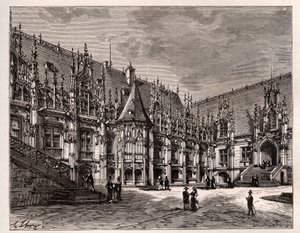 鲁昂司法宫（Palais de justice de Rouen）前诺曼底议会--V.A. Malt-Brown的《法国图解：地理、历史、统计管理》中的雕刻。1884 作者 法语学校