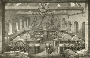 造纸：漂白碎布浆。 雕刻 c1870。 作者 法语学校