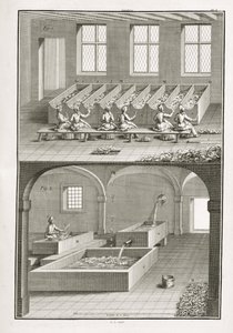 来自Denis Diderot的Encyclopedie des Sciences et Metiers的造纸（1713-84）发表于1770年 作者 法语学校