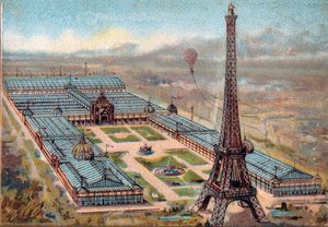 巴黎。 1889年世界博览会：艾菲尔铁塔。 作者 French School