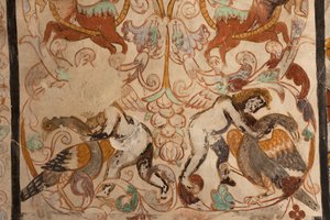教区教堂（圣母索勒斯教堂）。 内部的。 中殿。 壁画。 细节。 16世纪 （？）。 作者 法语学校