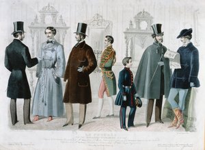 1858年2月，纽约时尚公报的巴黎时装版（彩色版画） 作者 法语学校