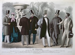 1864年6月Le Progres的巴黎时装板（彩色雕刻） 作者 法语学校