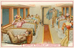 Passengers in a railway carriage (chromolitho) 作者 法语学校