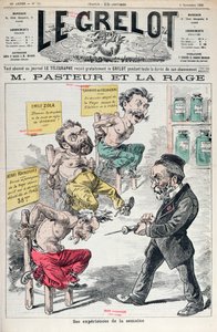巴斯德和狂犬病，1885年11月8日来自Le Grelot的Louis Pasteur（1822-95）实验的漫画 作者 法语学校