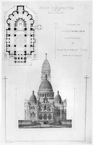 Paul Abadies在蒙马特的圣心大教堂设计竞赛中赢得设计，来自Croquis dArchitecture，1875 作者 法语学校