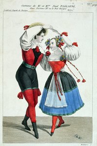 Paul Taglioni（1808-84）和他的妻子Anna Galster在Gustave III中跳舞，1830年 作者 法语学校