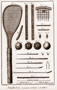 Paulmerie - 掌上游戏 - Paulme和台球工具 - 掌上游戏的球拍或蝙蝠 - "La Grande Encyclopedie, ou Dictionnaire Raisonne des Sciences, des Arts et des Metiers"（百科全书或科学、艺术和专业词典），作者D 作者 法语学校