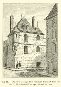 Pavillon是圣伯努瓦街和rue Jacob街的一个langle，取决于修道院，Demoli在1850年 作者 法语学校