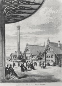 1867年世界博览会俄罗斯馆的农民住房（平版）。 作者 法语学校
