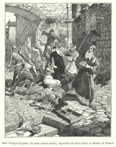 Persecution of French Jews during the reign of King Philip Augustus, late 12th Century (engraving) 作者 法语学校