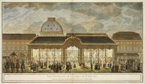 透视图的旋转木屋，为Monseigneur Le Dauphin的婚姻而建造，由Oubrier雕刻（彩色雕刻） 作者 法语学校