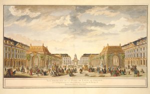 透视地图de Louis le Grand与为Monseigneur le Dauphin婚礼建造的房间（彩色雕刻） 作者 法语学校