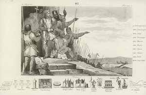 1214年，法国的菲利普二世在祈祷后赢得了Bouvines战役 作者 French School