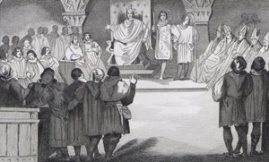 Philippe IV（1268-1314）le Bel在卢浮宫与来自Colart的“Histoire de France”重聚了总统，出版于1840年 作者 法语学校