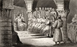 Philippe V（1293-1322）Tall和美国将军拒绝接受Jeanne II的伪装，来自Colart的“Histoire de France”，出版于1840年 作者 法语学校