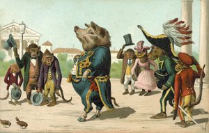 Pig dressed as a general (colour litho) 作者 法语学校