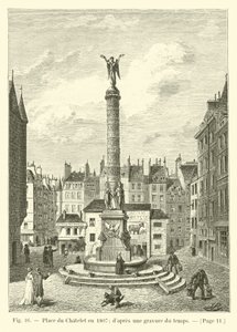 Place du Chatelet于1807年;经过一段时间的雕刻 作者 法语学校