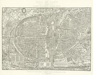 巴黎地图，由Olivier Truschet和Germain Hoyau在Henry II的Regne下