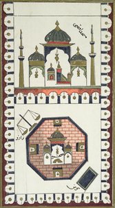 在18世纪的阿拉伯手稿之后，阿克萨清真寺和Qubbat Al-Sakhra（圆顶清真寺）的计划 作者 法语学校
