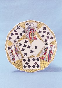 装饰着十八世纪扑克牌，里尔（彩陶）的错视画板 作者 法语学校