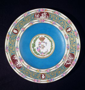 来自俄罗斯皇后凯瑟琳二世（1729-96）服务的板块，Sevres，c.1779（瓷器） 作者 French School