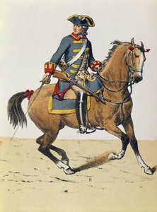 c.1750的警察骑马，19世纪（彩色雕刻）