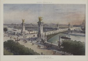 亚历山大三世桥，1900年世界博览会，巴黎（彩色平印）。 作者 法语学校