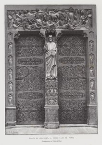 最后审判的门户，巴黎圣母院（石版画） 作者 法语学校