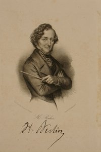 Hector Berlioz的肖像和签名（1803-69）