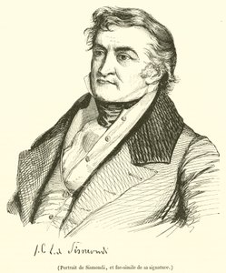 Portrait de Sismondi, et fac-simile de sa signature (engraving) 作者 法语学校