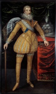 瓦莱塔的让·路易斯·德·诺加雷 (Jean Louis de Nogaret)（1554-1642 年）埃佩农公爵脚下的肖像。 法国画派 作者 法语学校