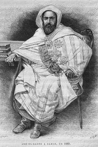1880年（1808-83）在大马士革的Abd el-Kader画像，今天来自叙利亚。前往腓尼基，黎巴嫩和朱迪亚。路易斯查尔斯埃米尔洛特的1875  -  1880年，1884年（bw雕刻） 作者 法语学校