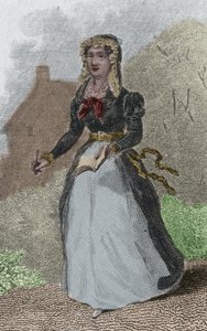 阿德莱德-吉列（Adelaide Gillette）-杜夫雷努瓦（1765-1825）法国女诗人的画像。1876年的雕版画。 作者 法语学校