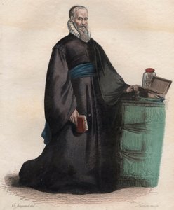 安布罗伊斯-帕尔（1509-1590）的肖像，法国外科医生。插图来自埃德蒙-梅内克特的《法国普鲁塔克》。 作者 法语学校