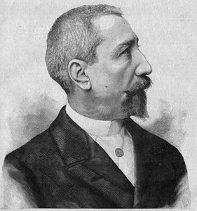 安纳托尔-法兰西（1844-1924）的肖像，法国小说家和诗人，法兰西学院的成员。2月6日 "La gazette du dimanche "上的版画。 作者 法语学校