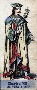 法国查理八世或平易近人的查理八世（1470-1498）的肖像（卡佩特王朝）。19世纪末的插图。 作者 法语学校