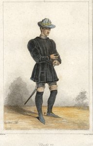 法国国王查理七世（1403-1461）的画像。 作者 法语学校