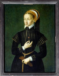 克劳德·德·法兰西 (1499-1524) 法国女王和弗朗索瓦一世的妻子的肖像 16 世纪的匿名画作。 Sun 0,28x0,21 m 尚蒂伊，孔德博物馆 作者 法语学校